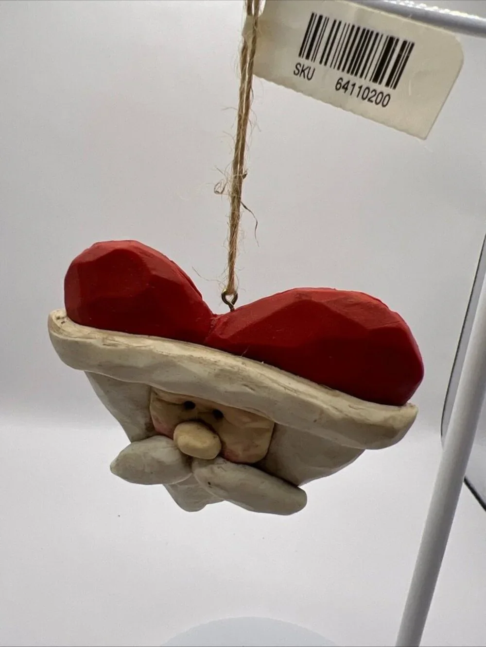 NWT Vintage Santa Head In Heart Shape Original Tag 3.5”